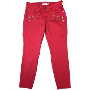 TORRID MULTI-ZIP JEGGINGS - RED WASH